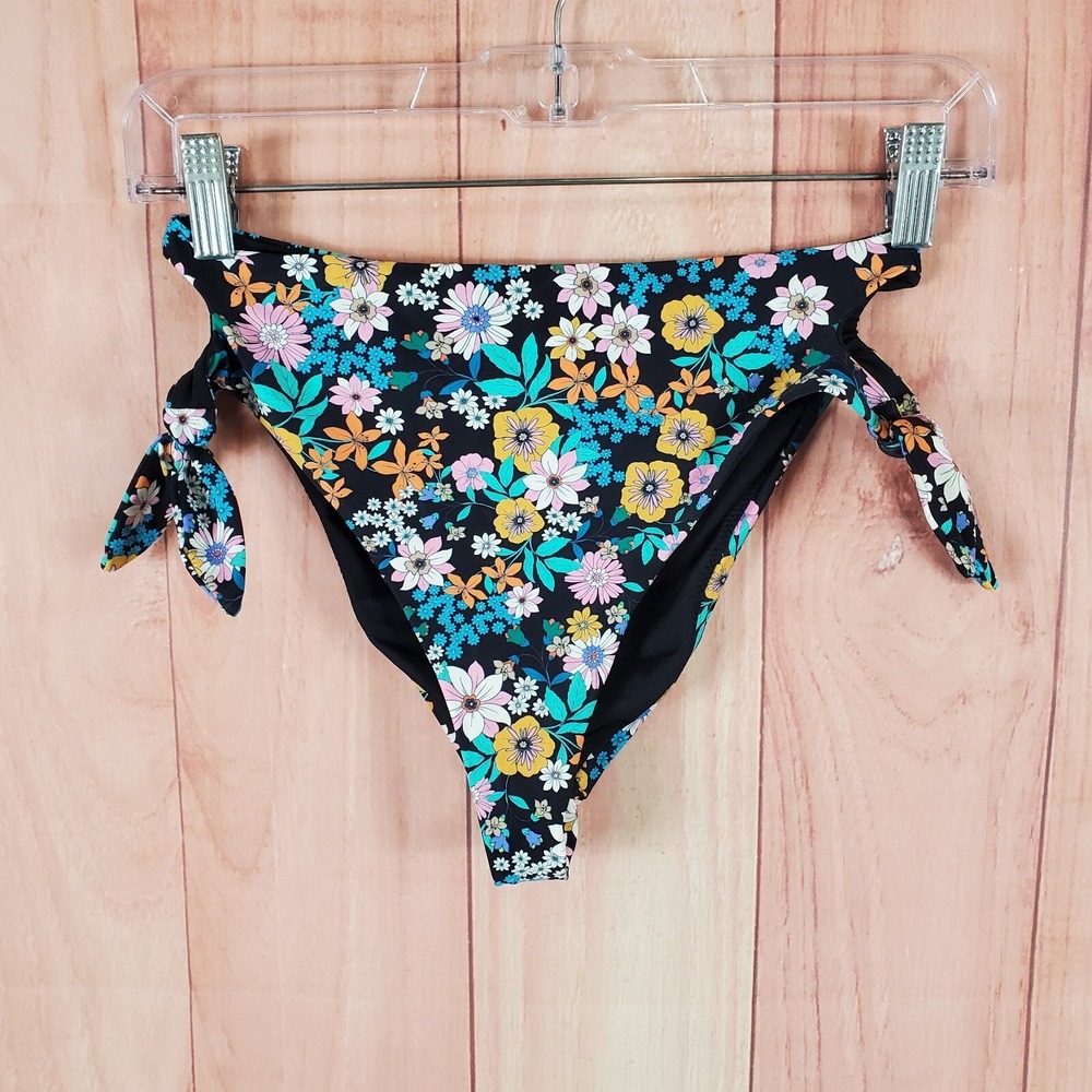 O'Neill Tatum Encinitas Womens Bikini Bottoms XS Black Floral Stretch High-Rise
